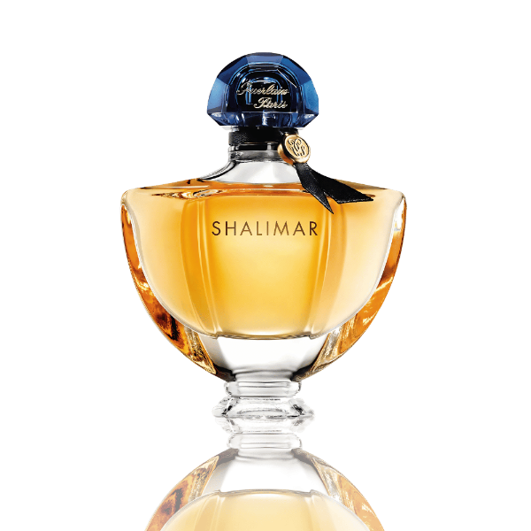 "Guerlain Shalimar Eau de Parfum 90mL with vanilla, sandalwood, and citrus notes."