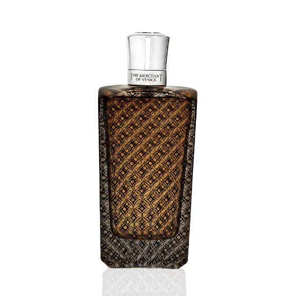 The Merchant of Venice Ottoman Amber 100ml Eau de Parfum with luxurious amber-colored packaging and a silver wind rose cap.