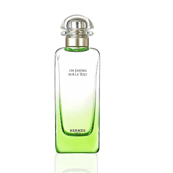 Hermès Un Jardin Sur Le Toit 100ml Eau de Toilette bottle with its vibrant green hue and elegant design.​