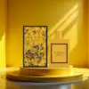 100ml Gucci Bloom perfume on a light floral background