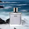 Fresh citrus and pink pepper opening over woody musk base