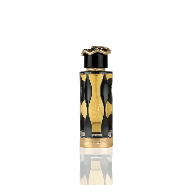 Lattafa Teriaq Intense perfume with saffron, plum and amber‑benzoin base