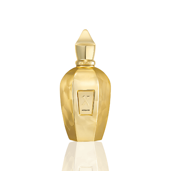 Xerjoff Accento Overdose with fruity-green top, rose-jasmine heart and eucalyptus-pine base