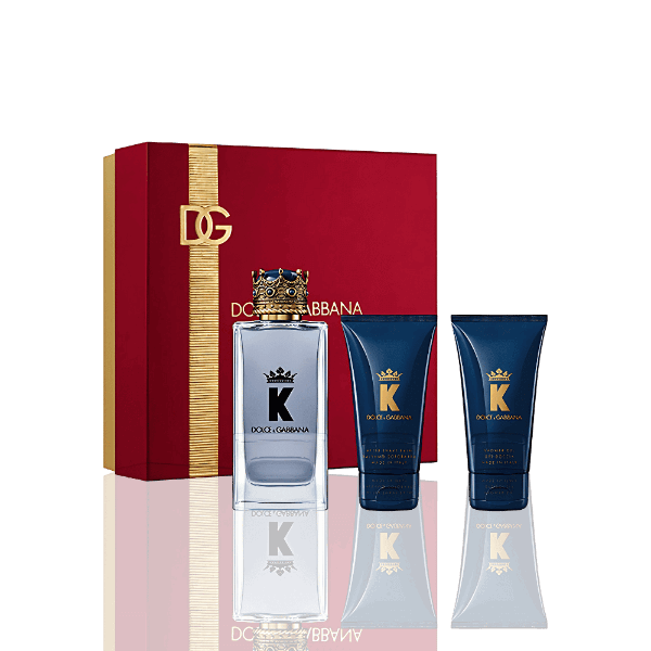 Dolce & Gabbana K EDT set with citrus, lavender‑spice heart and vetiver‑patchouli base