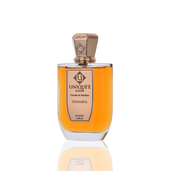 Istanbul Extrait with grape‑tea citrus opening and sweet toffee‑vanilla woody base