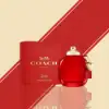 Fruity floral perfume with mandarin, velvet rose, and amber-cedar base