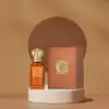 Sophisticated masculine scent: citrus-oud opening, spicy heart, leathery woods dry-down