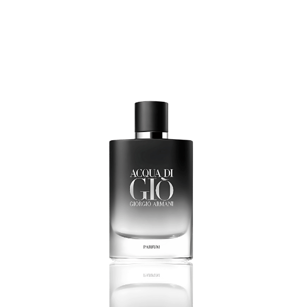 Armani Acqua di Gio Parfum with bergamot, marine heart, and smoky incense base